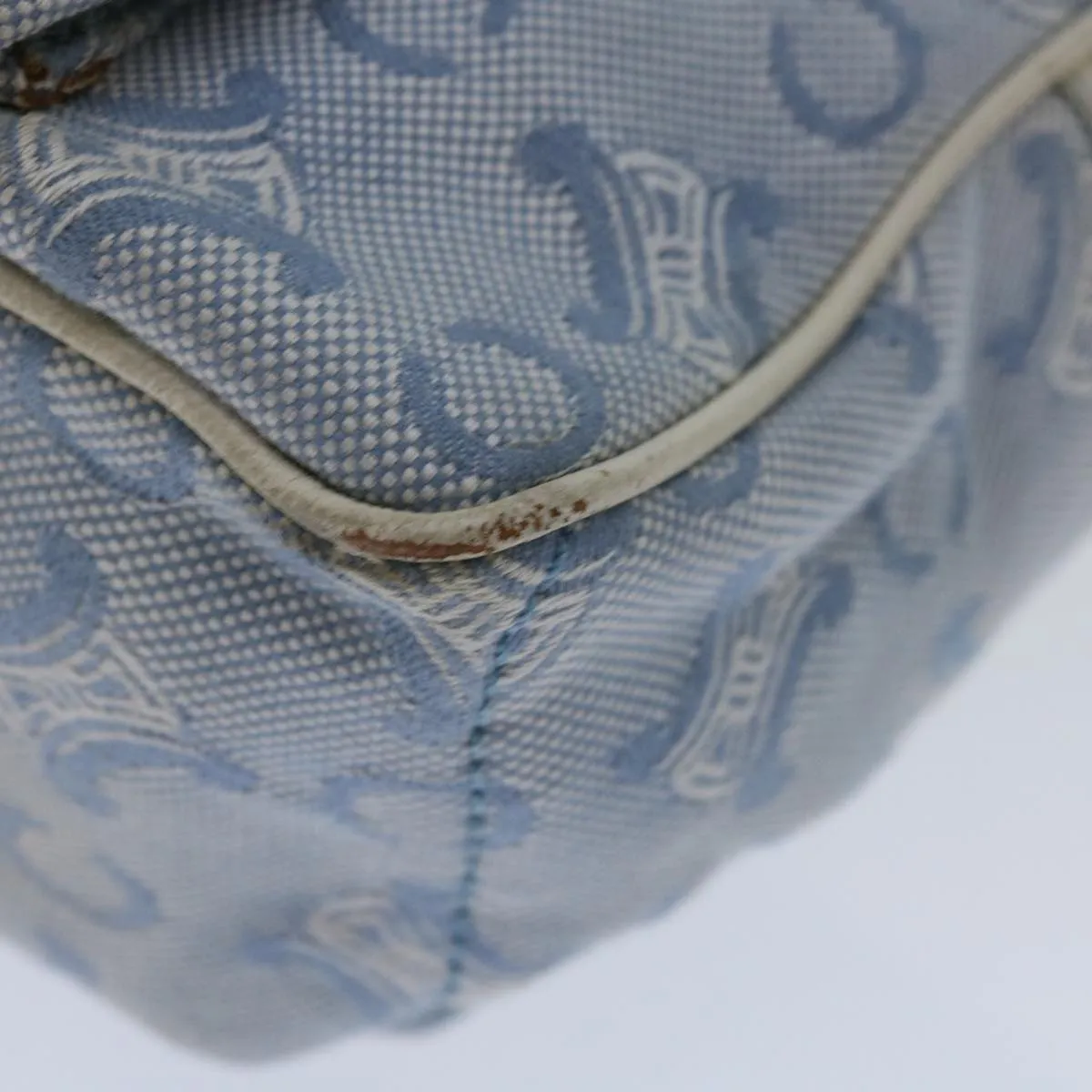 CELINE C Macadam Canvas Boogie Hand Bag Light Blue Auth bs12768