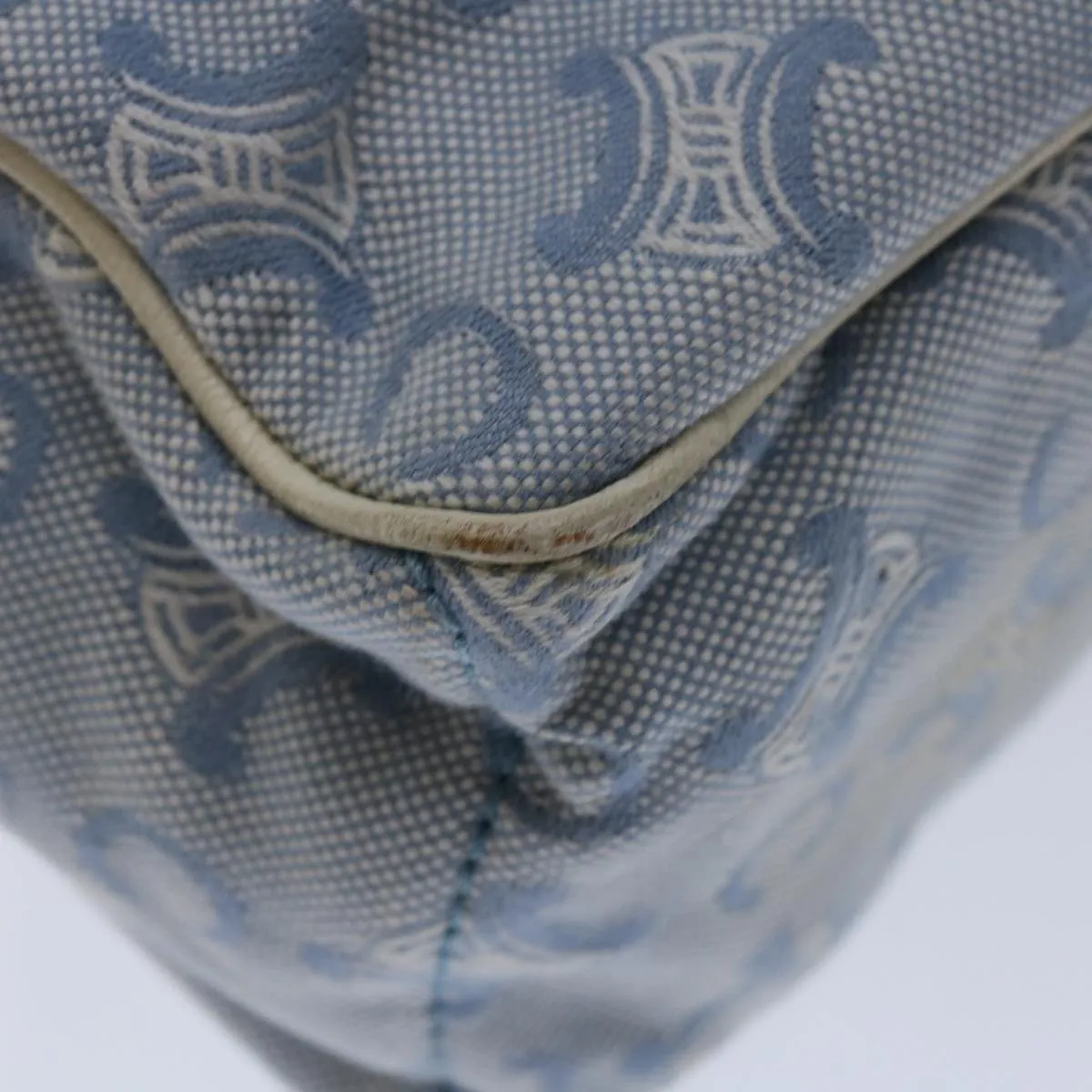 CELINE C Macadam Canvas Boogie Hand Bag Light Blue Auth bs12768