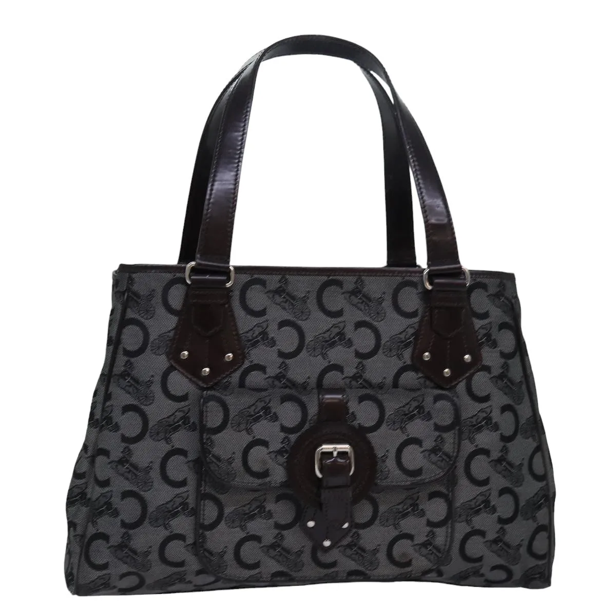 CELINE C Macadam Canvas Tote Bag Gray Auth bs16072
