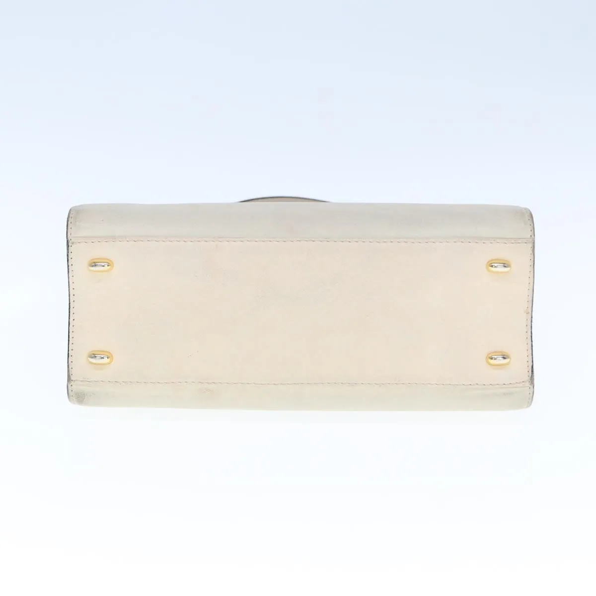 CELINE Hand Bag Leather 2way Beige Auth 77329
