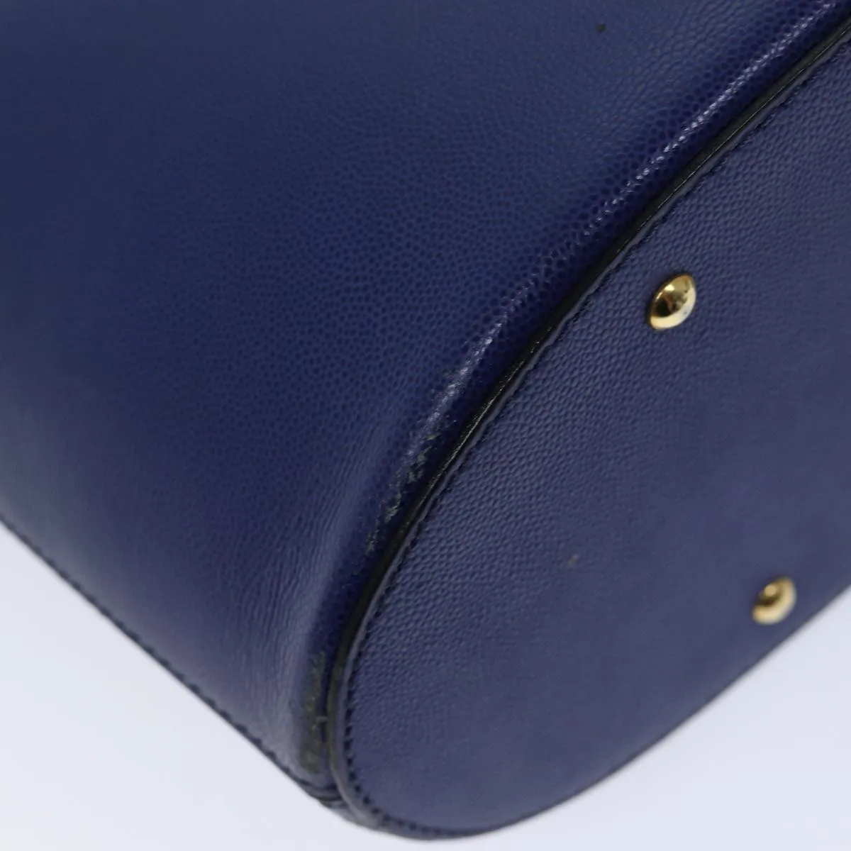 CELINE Hand Bag Leather Blue Auth bs13304