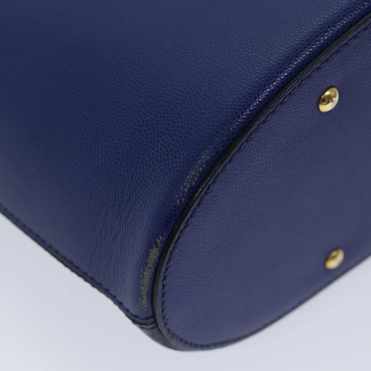 CELINE Hand Bag Leather Blue Auth bs13304