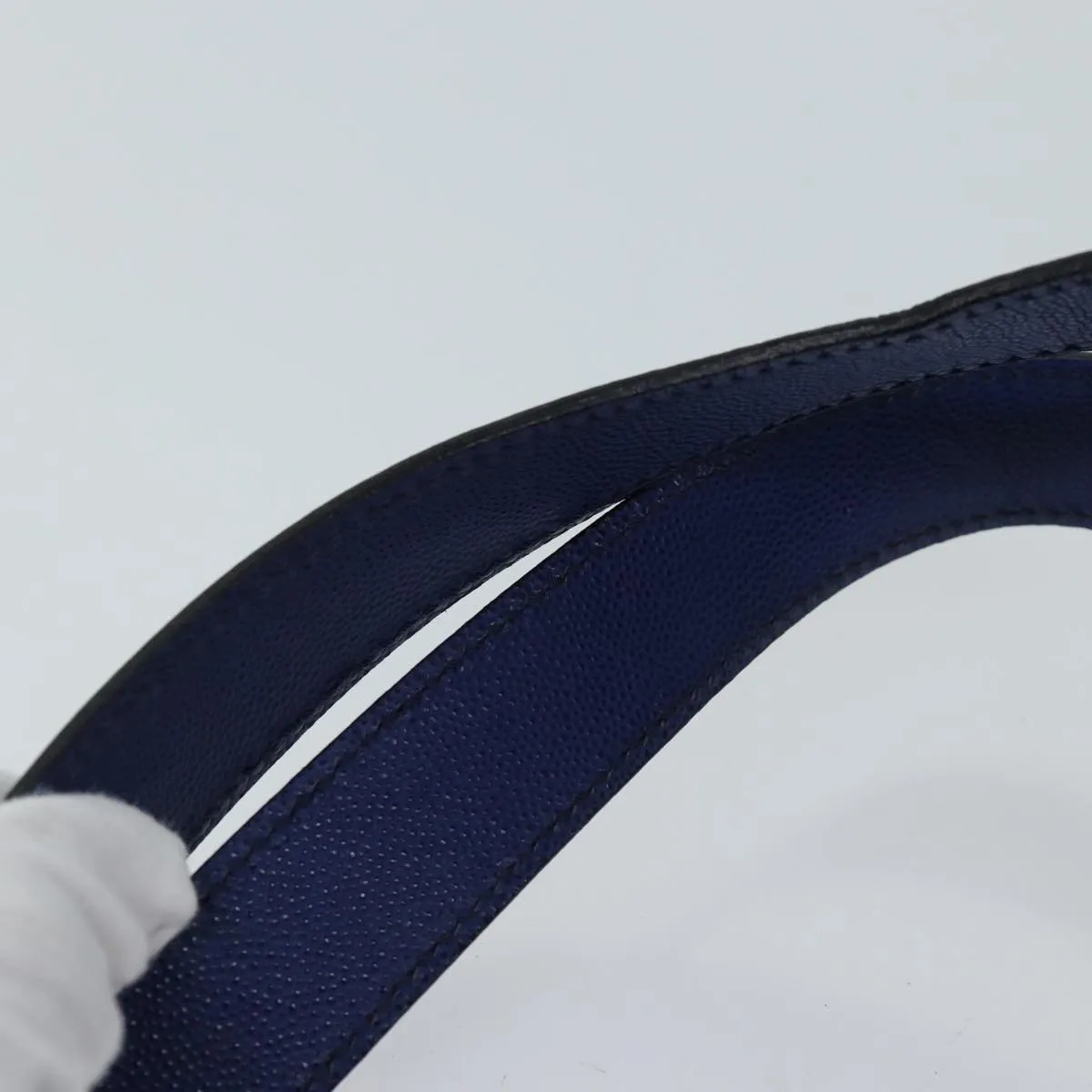 CELINE Hand Bag Leather Blue Auth bs13304