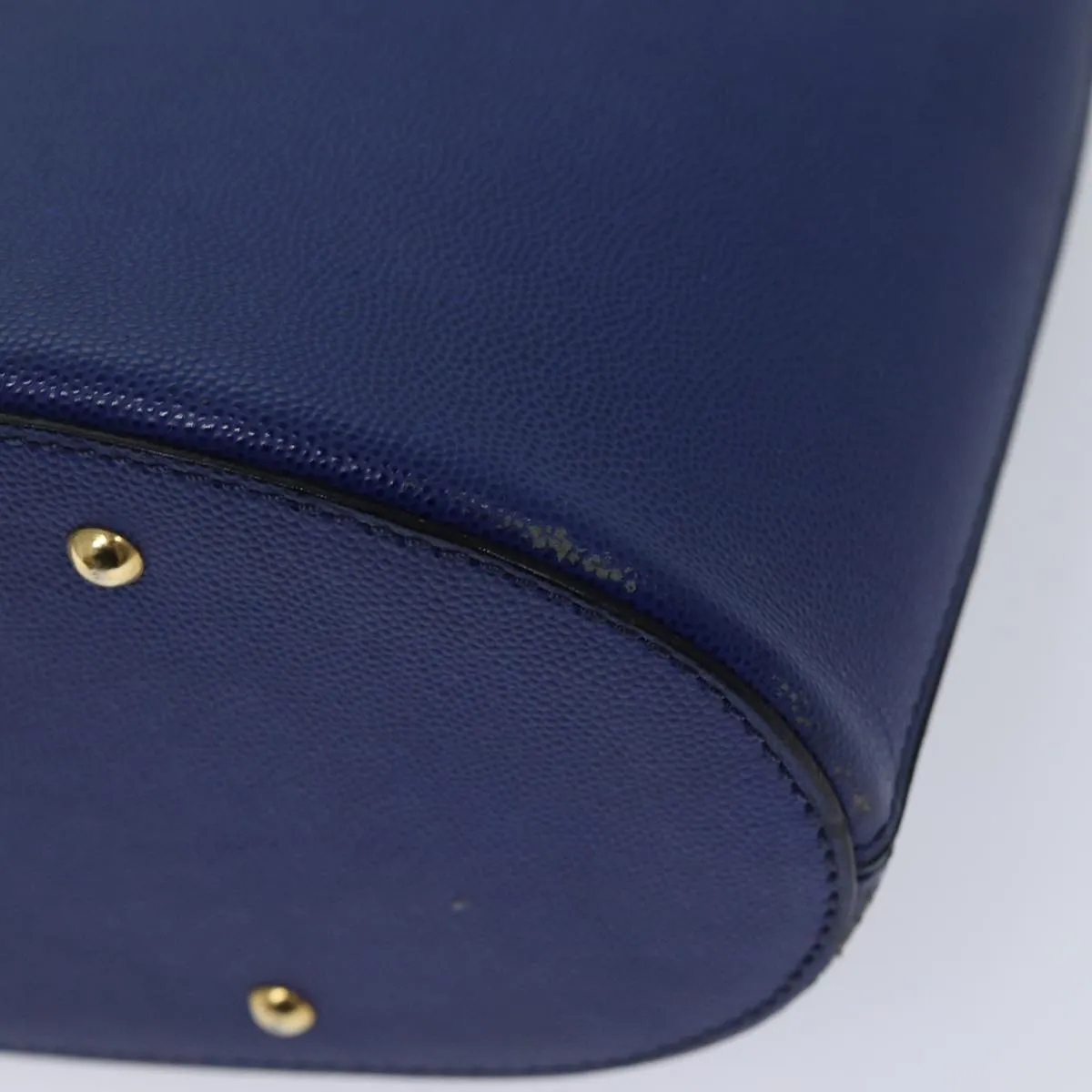 CELINE Hand Bag Leather Blue Auth bs13304