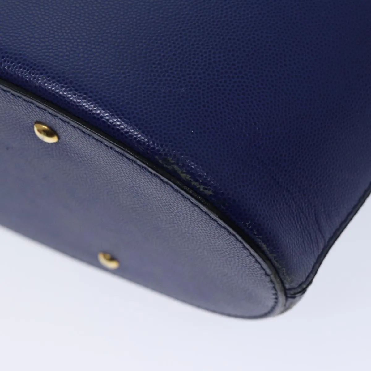 CELINE Hand Bag Leather Blue Auth bs13304
