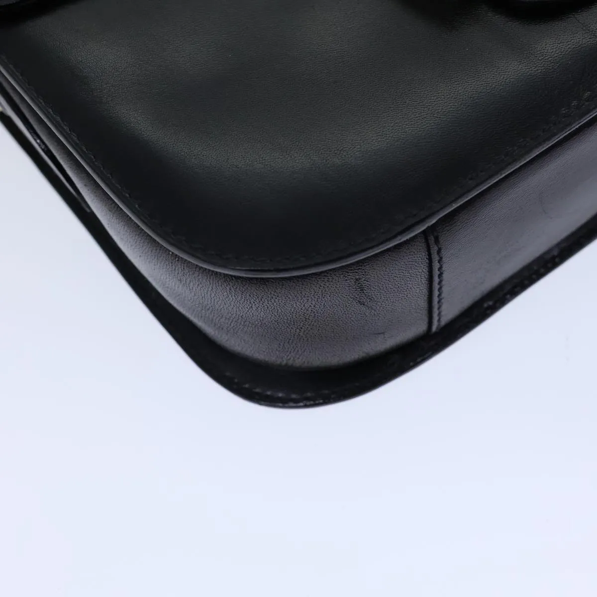 CELINE Horse Carriage Shoulder Bag Leather Black Auth bs13870