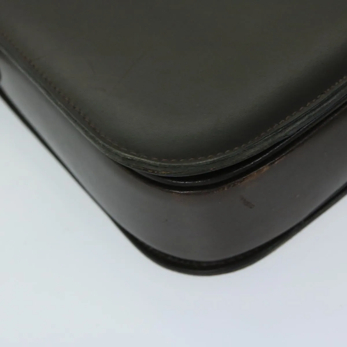 CELINE Horse Carriage Shoulder Bag Leather Brown Auth bs12457