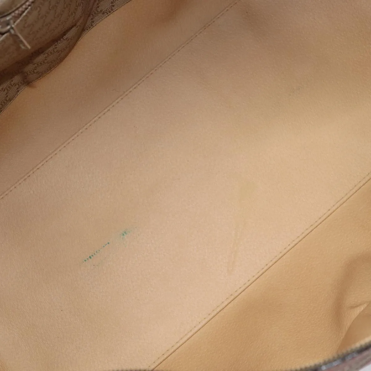CELINE Macadam Canvas Boston Bag Beige Auth 79642