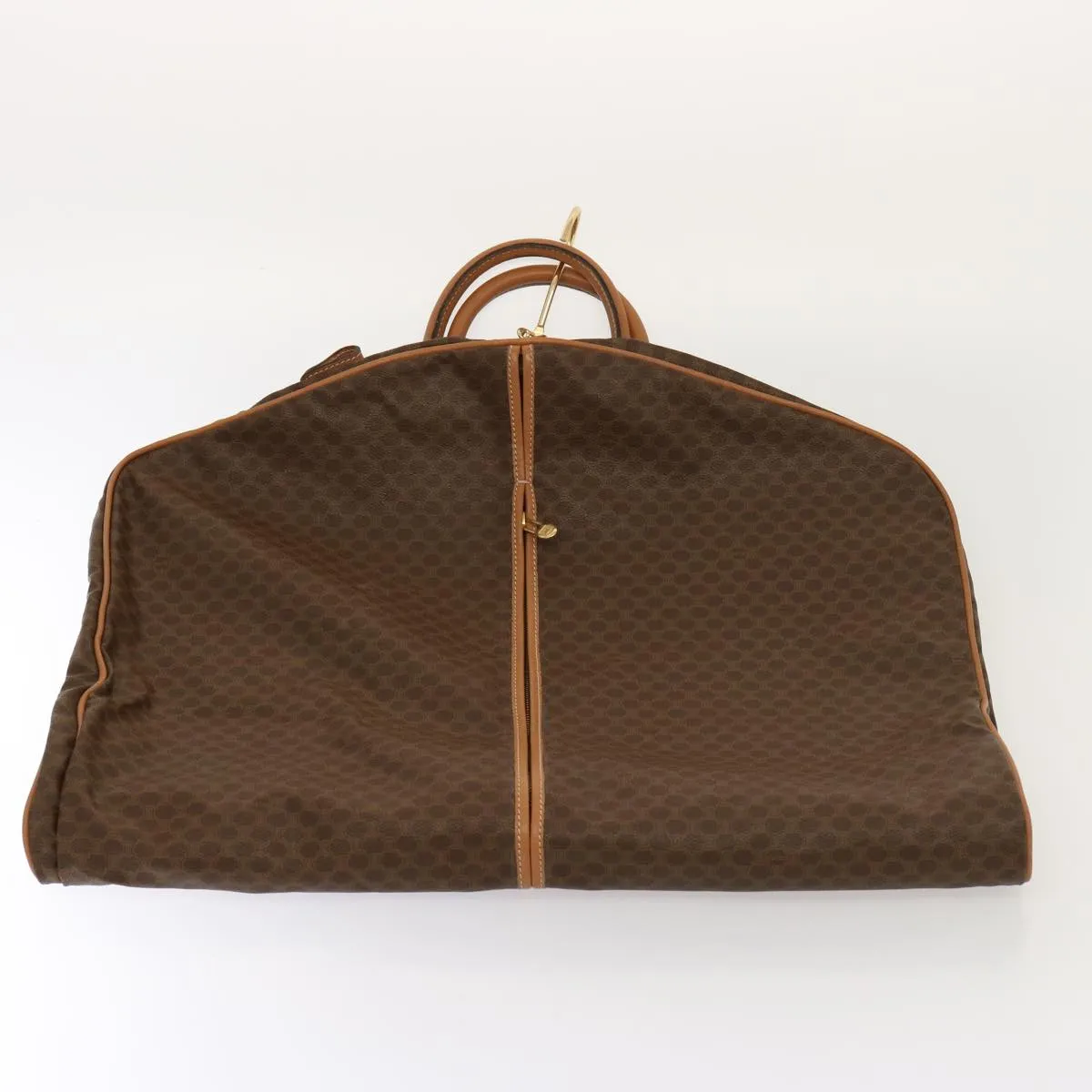 CELINE Macadam Canvas Garment Cover PVC Leather Beige Auth 76416