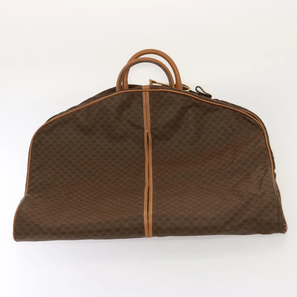CELINE Macadam Canvas Garment Cover PVC Leather Beige Auth 76416