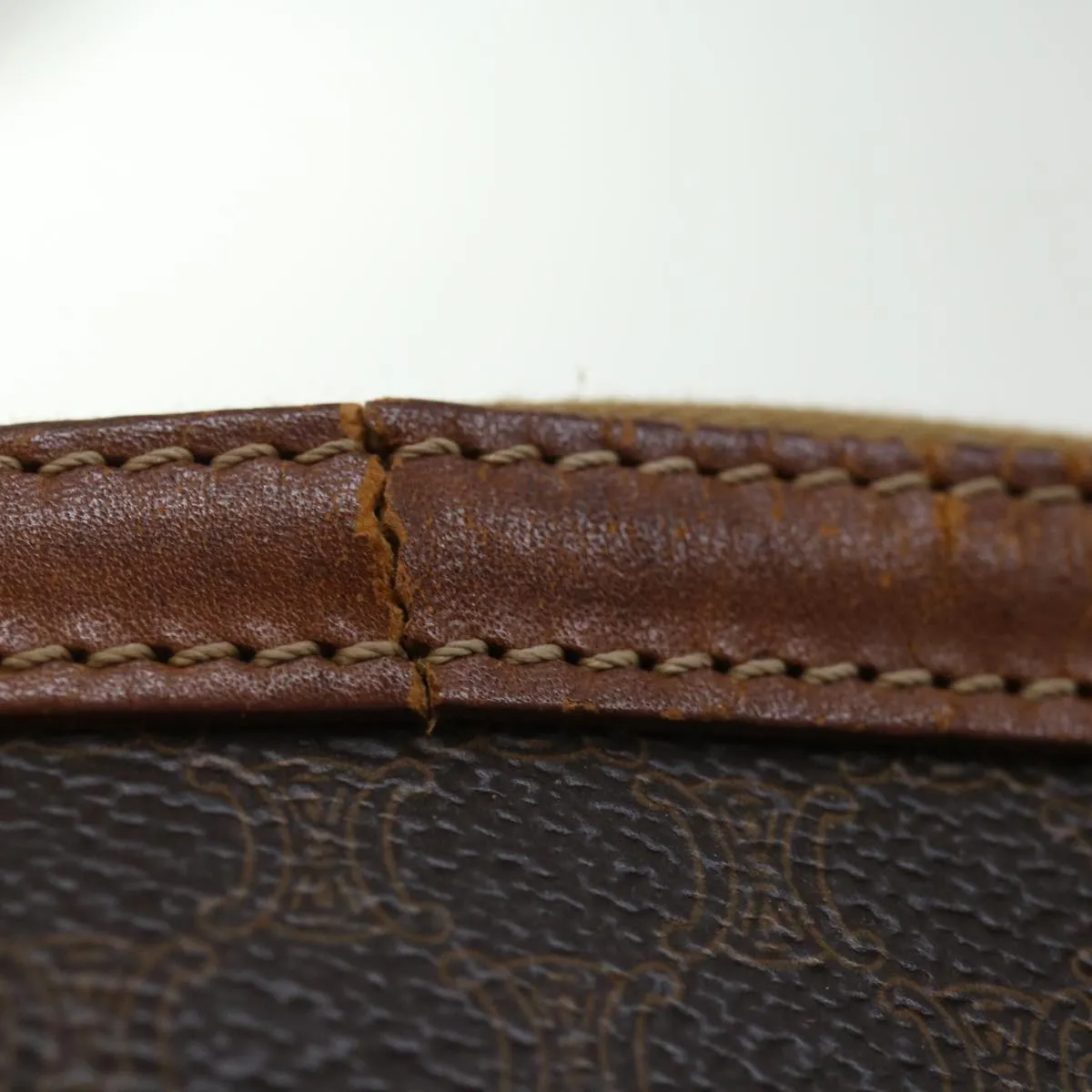 CELINE Macadam Canvas Hand Bag PVC Brown Auth bs13464