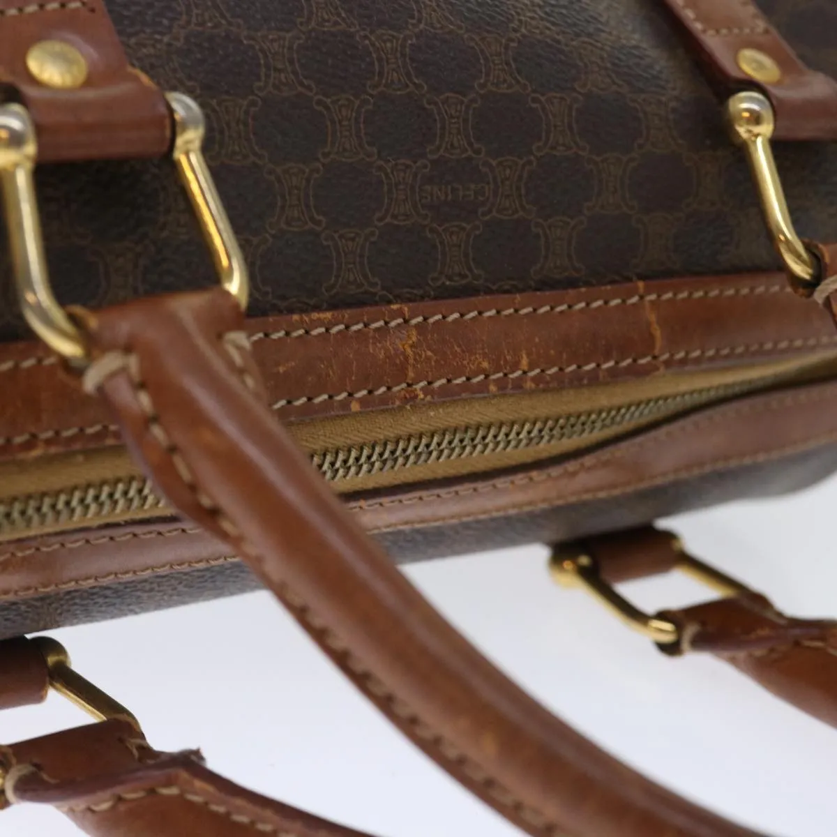CELINE Macadam Canvas Hand Bag PVC Brown Auth bs13464