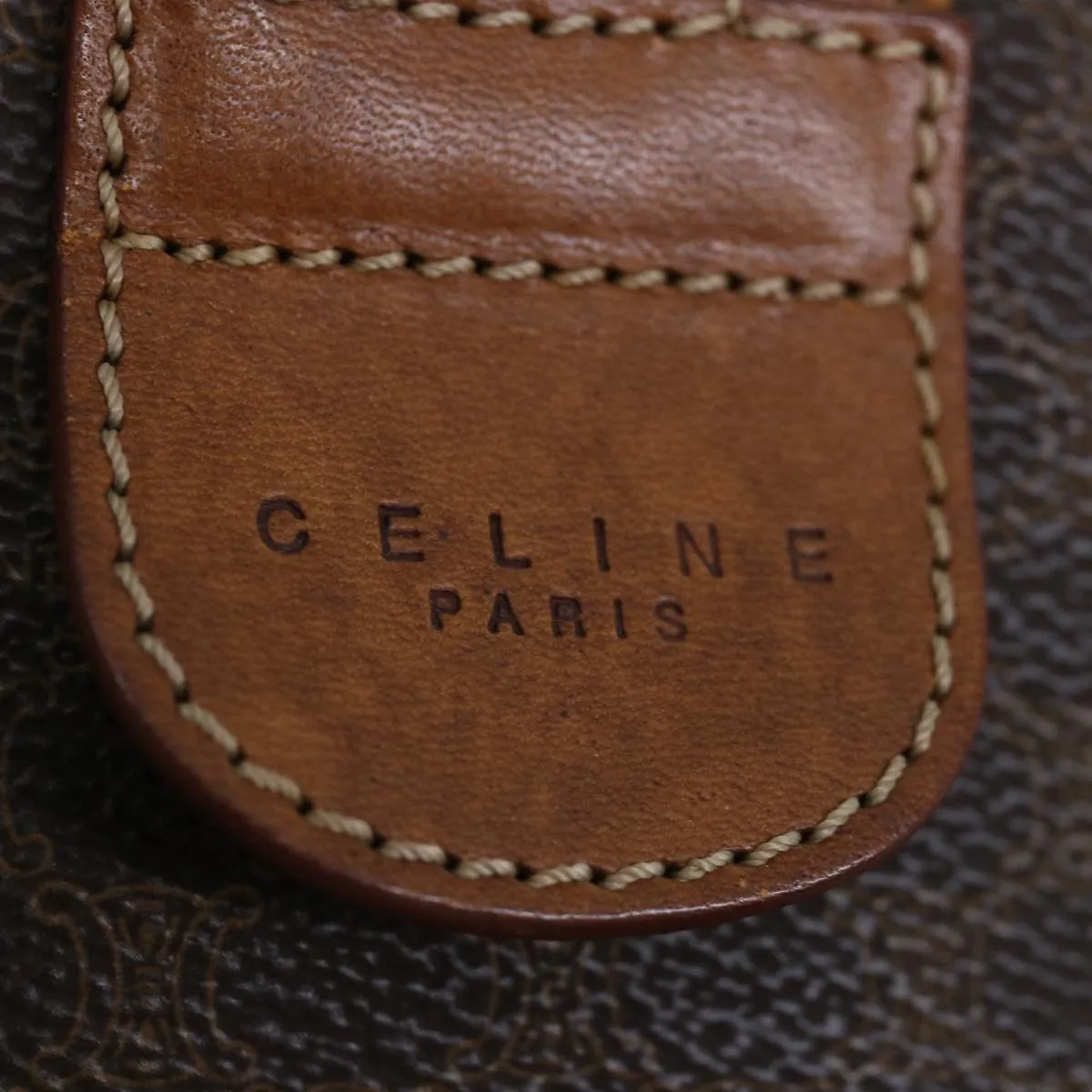 CELINE Macadam Canvas Hand Bag PVC Brown Auth bs13464