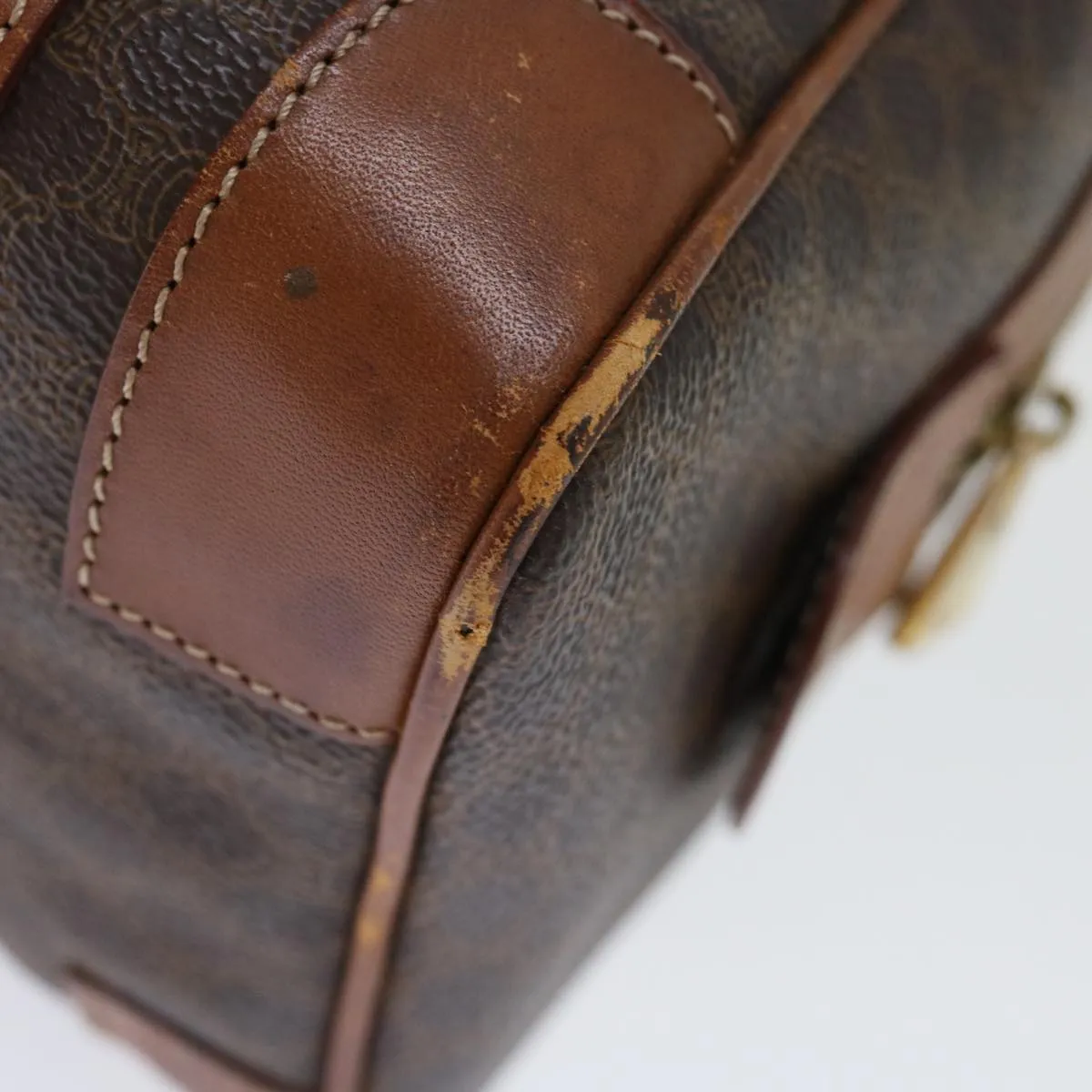 CELINE Macadam Canvas Hand Bag PVC Brown Auth bs13464