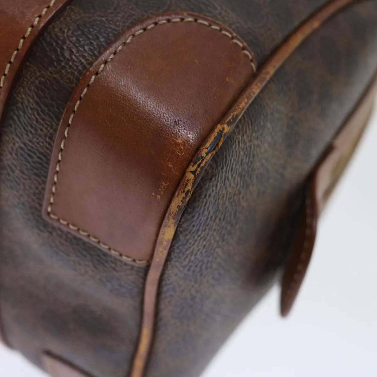 CELINE Macadam Canvas Hand Bag PVC Brown Auth bs13464