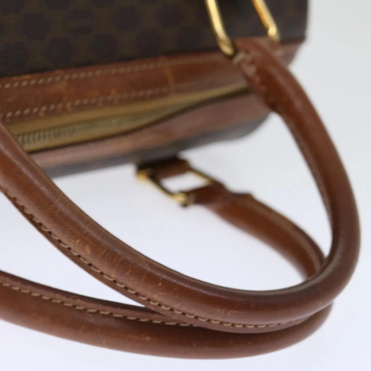 CELINE Macadam Canvas Hand Bag PVC Brown Auth bs13464