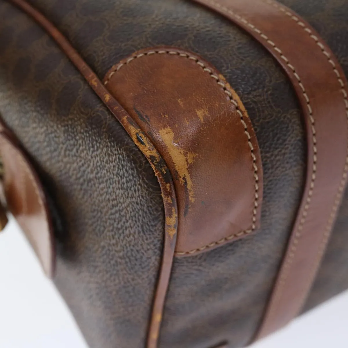 CELINE Macadam Canvas Hand Bag PVC Brown Auth bs13464