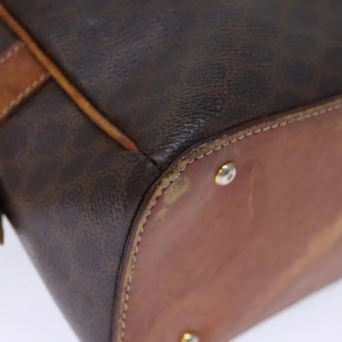CELINE Macadam Canvas Hand Bag PVC Brown Auth bs13996