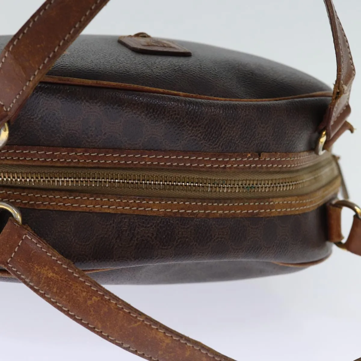 CELINE Macadam Canvas Hand Bag PVC Brown Auth bs13996