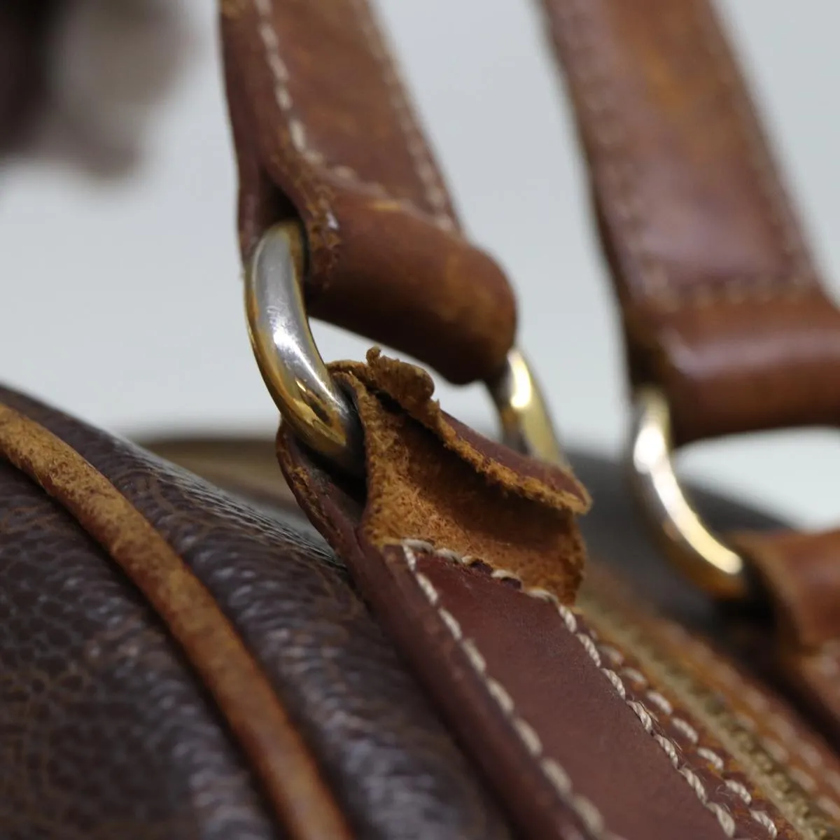 CELINE Macadam Canvas Hand Bag PVC Brown Auth bs13996