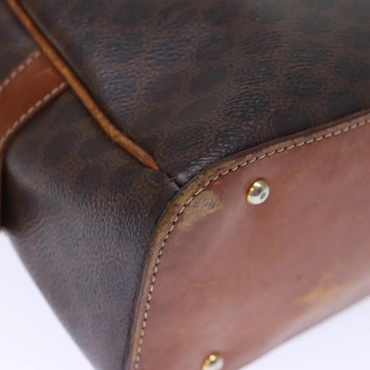 CELINE Macadam Canvas Hand Bag PVC Brown Auth bs13996