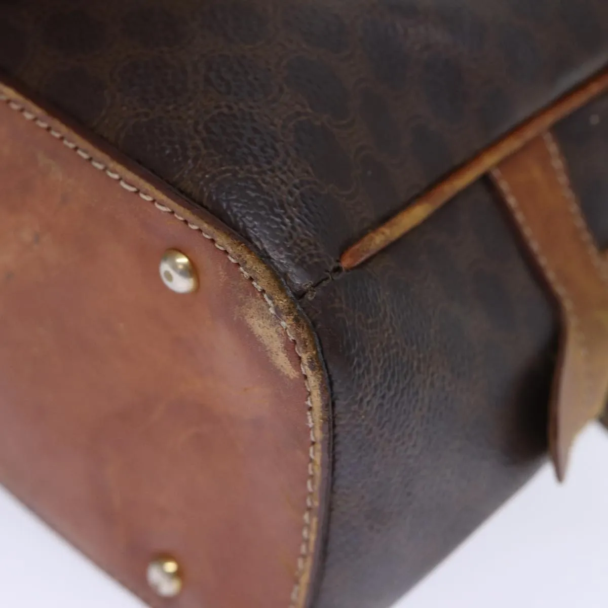CELINE Macadam Canvas Hand Bag PVC Brown Auth bs13996