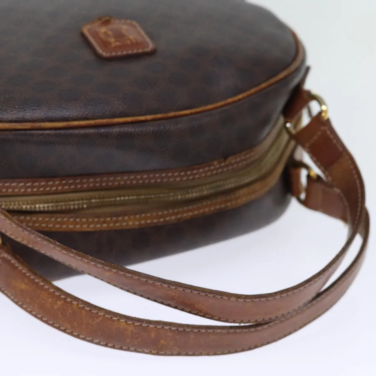 CELINE Macadam Canvas Hand Bag PVC Brown Auth bs13996