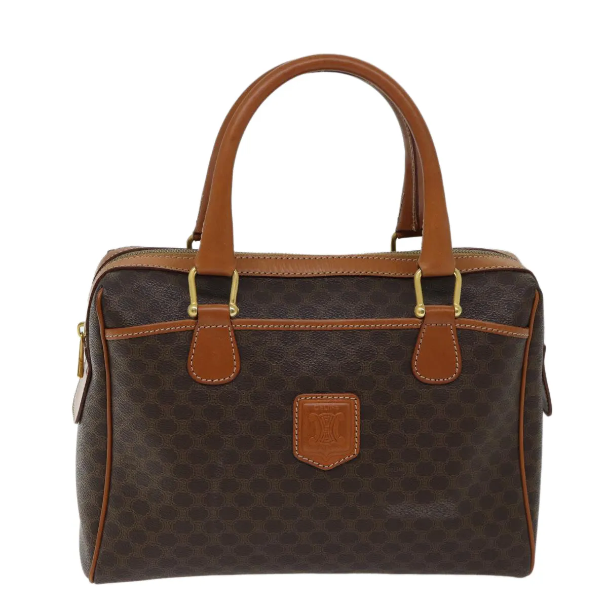 CELINE Macadam Canvas Hand Bag PVC Brown Auth fm3343