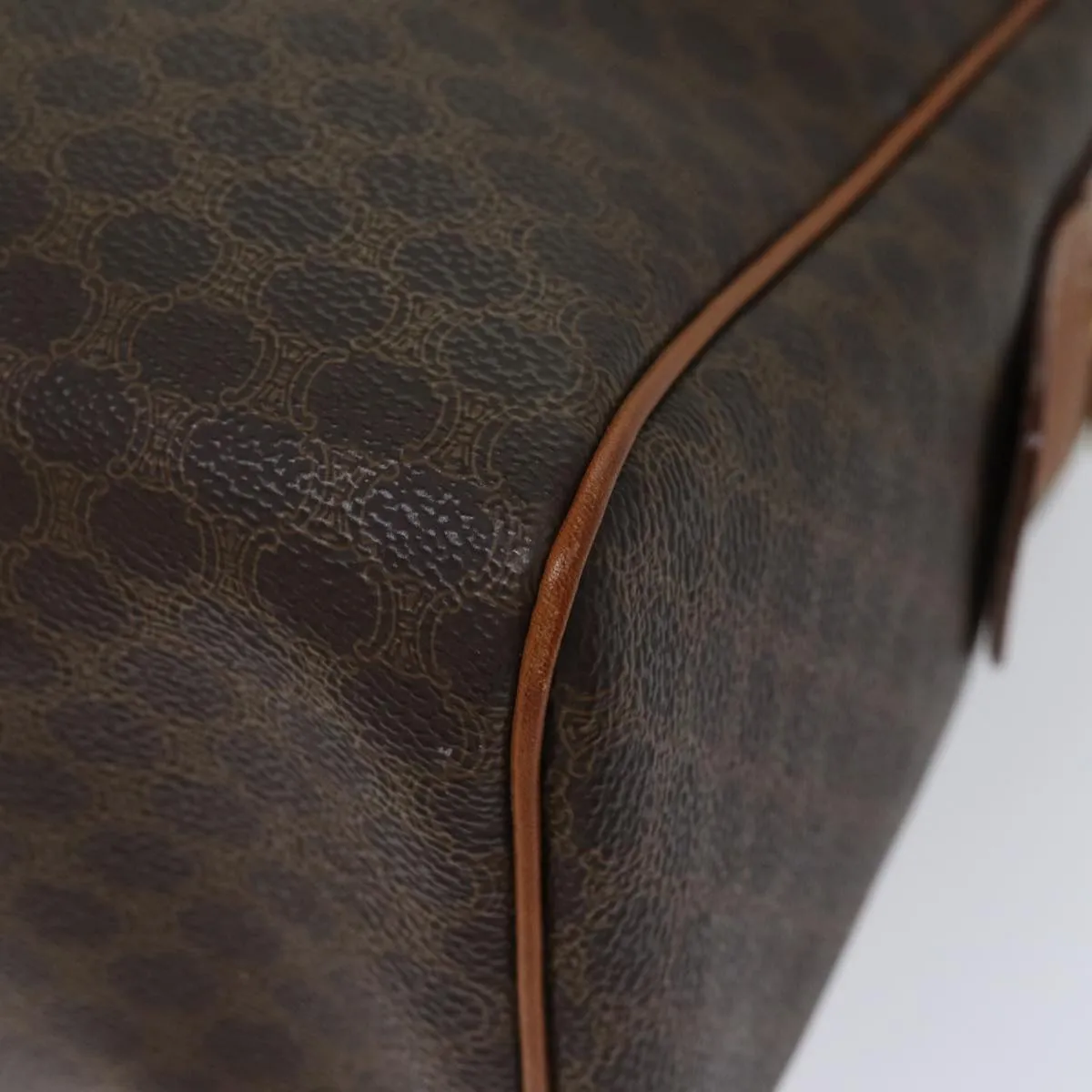 CELINE Macadam Canvas Hand Bag PVC Brown Auth fm3343