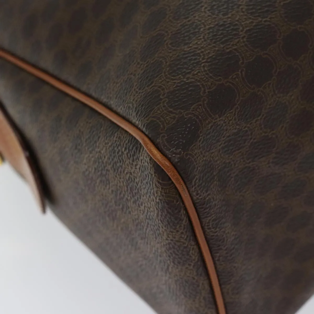 CELINE Macadam Canvas Hand Bag PVC Brown Auth fm3343