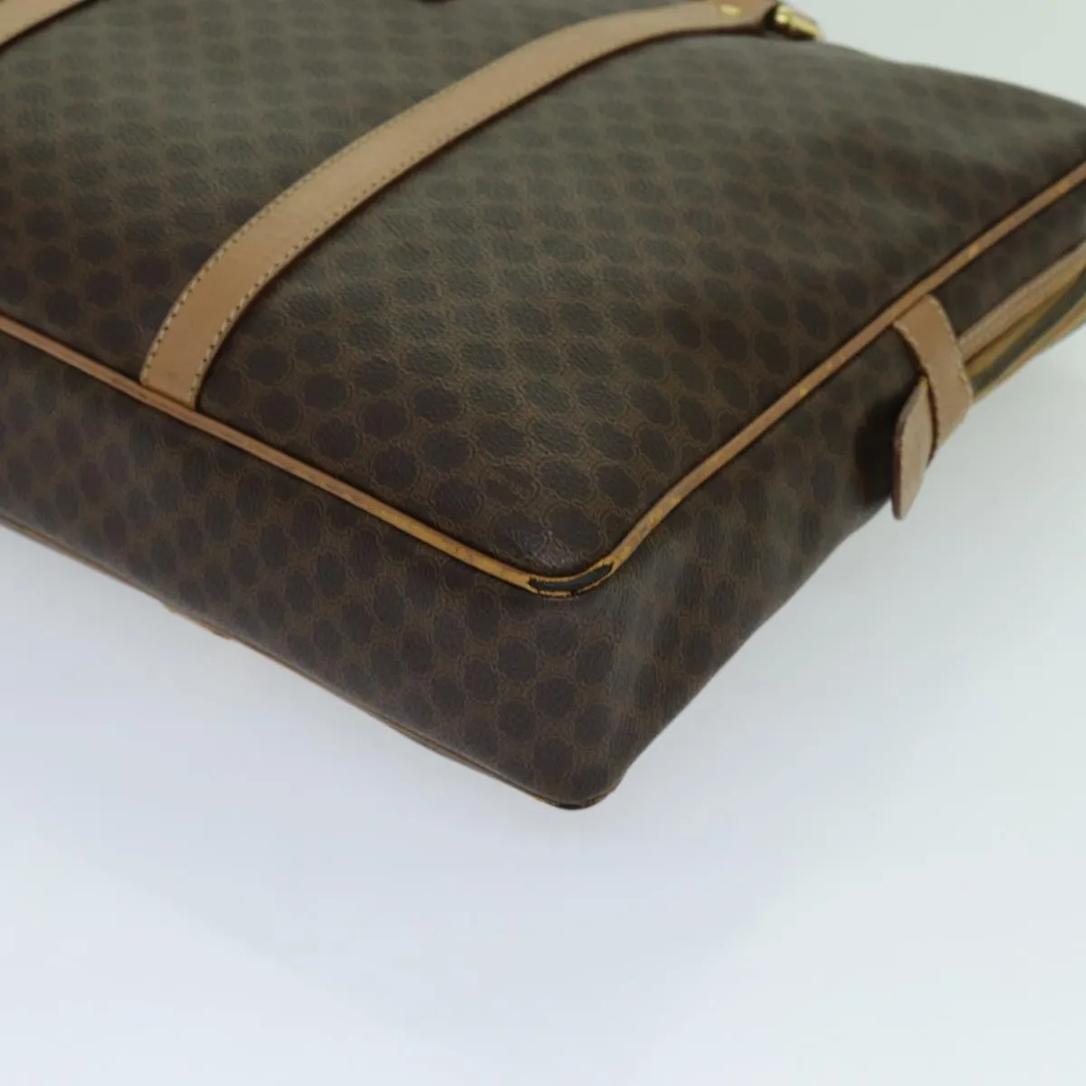 CELINE Macadam Canvas Hand Bag PVC Brown Auth yk11600