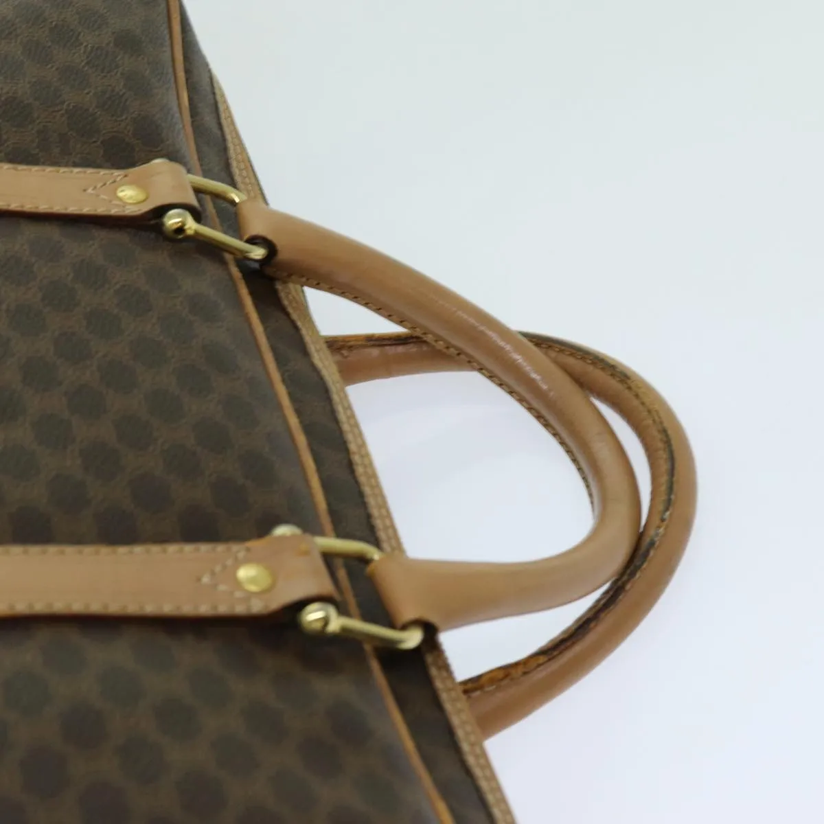 CELINE Macadam Canvas Hand Bag PVC Brown Auth yk11600
