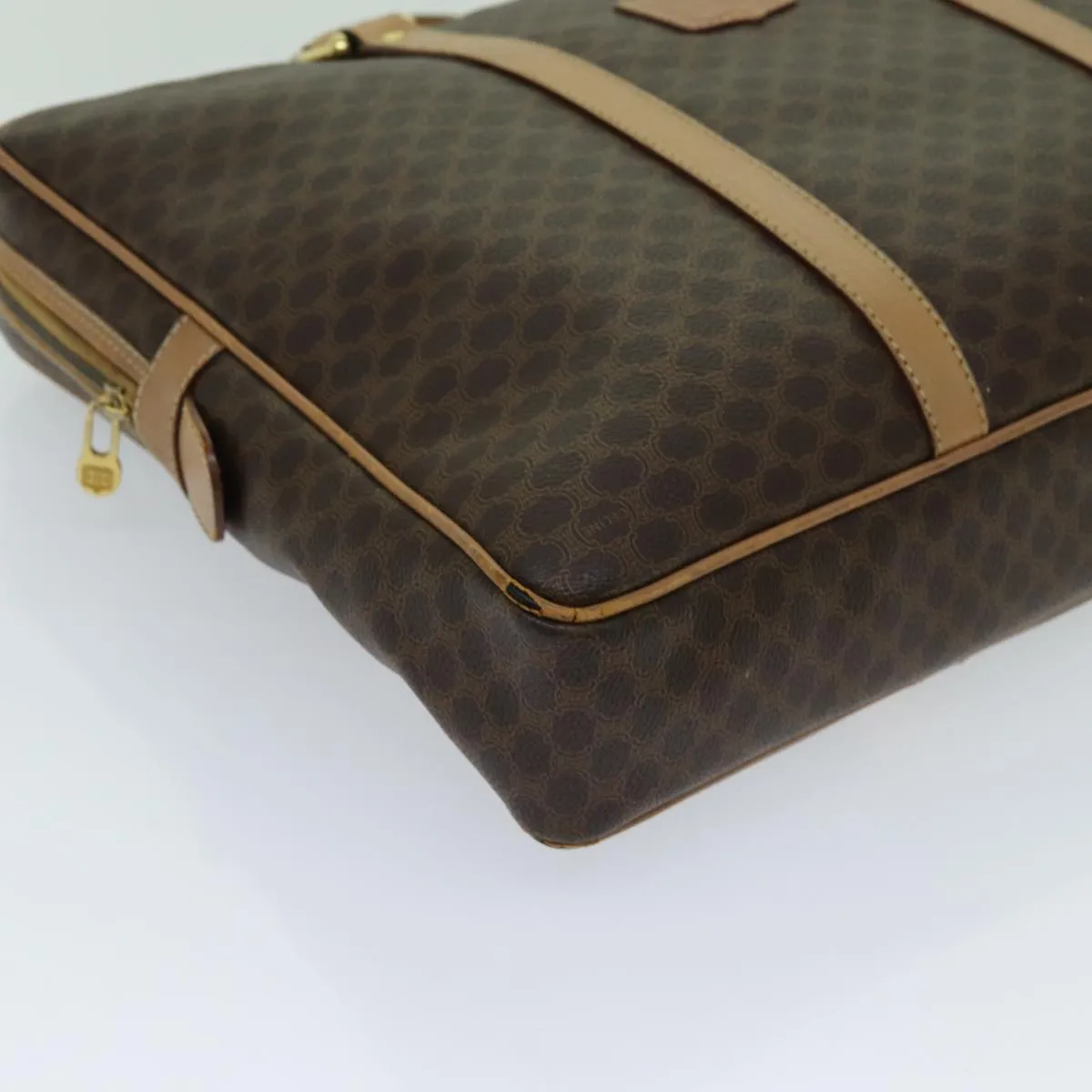 CELINE Macadam Canvas Hand Bag PVC Brown Auth yk11600