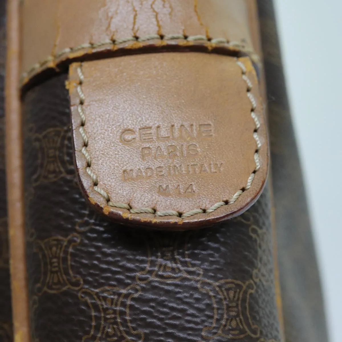 CELINE Macadam Canvas Hand Bag PVC Brown Auth yk11600