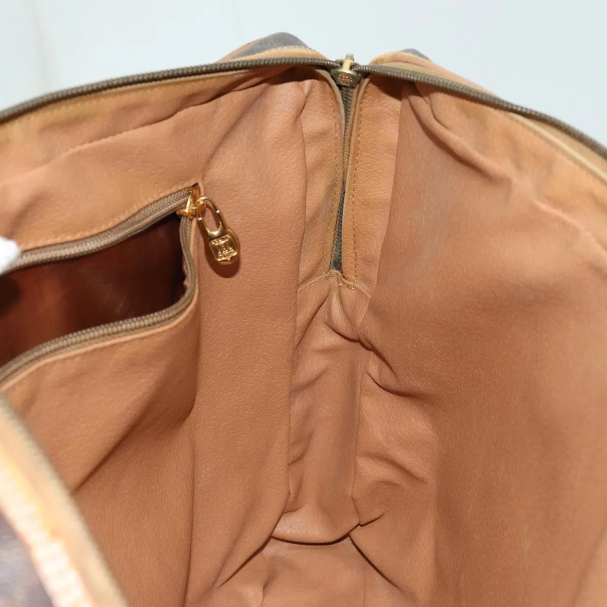CELINE Macadam Canvas Hand Bag PVC Brown Auth yk11600