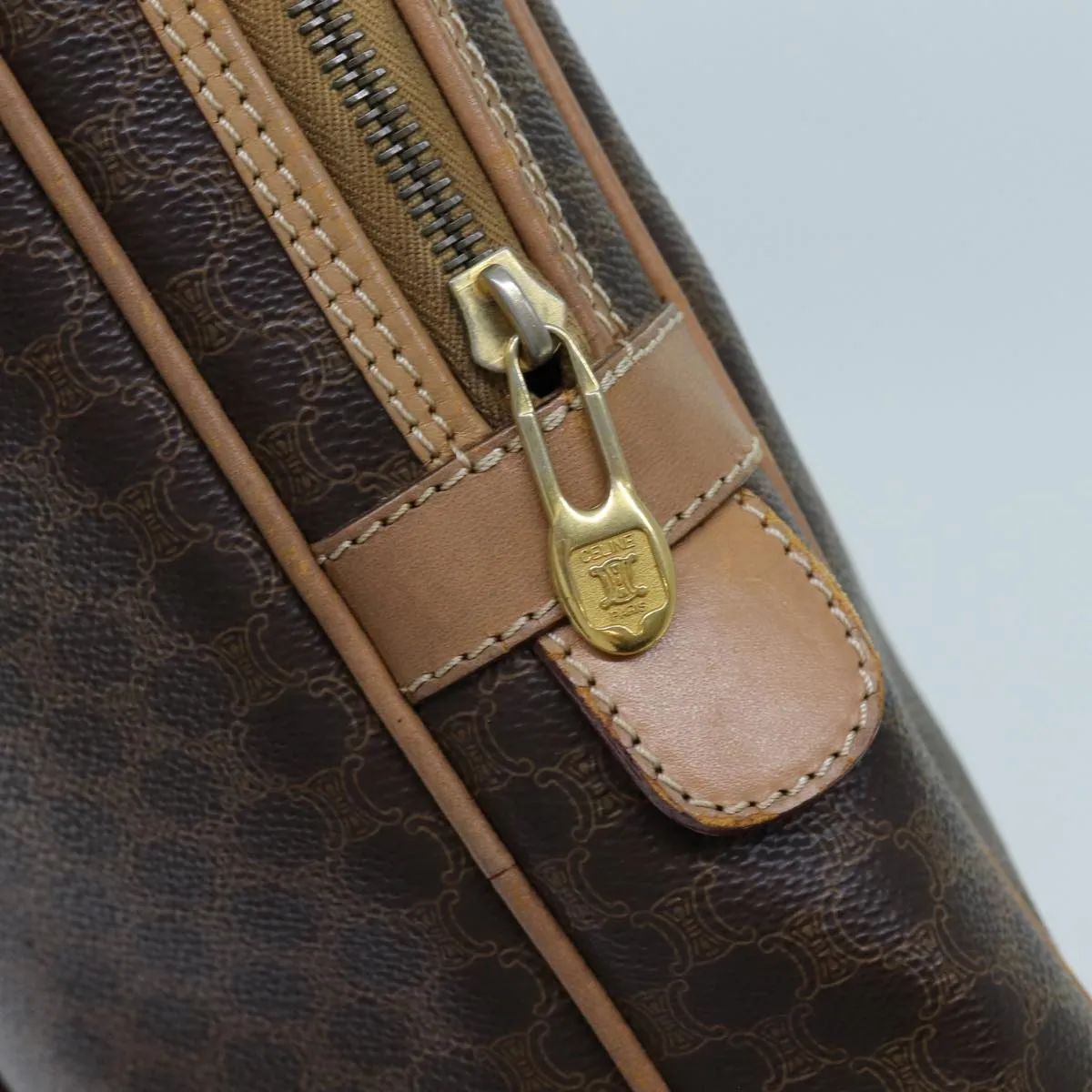 CELINE Macadam Canvas Hand Bag PVC Brown Auth yk11600