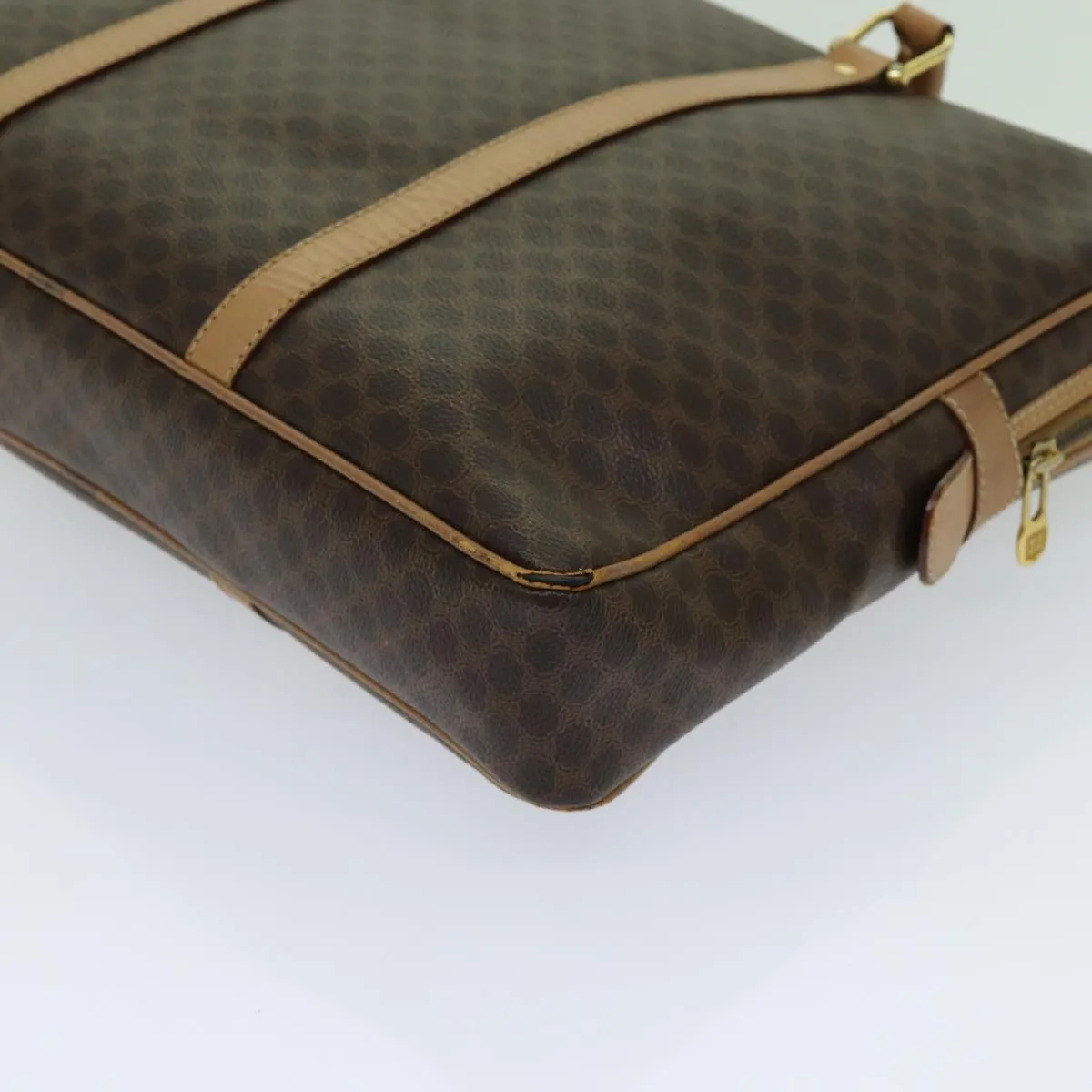 CELINE Macadam Canvas Hand Bag PVC Brown Auth yk11600