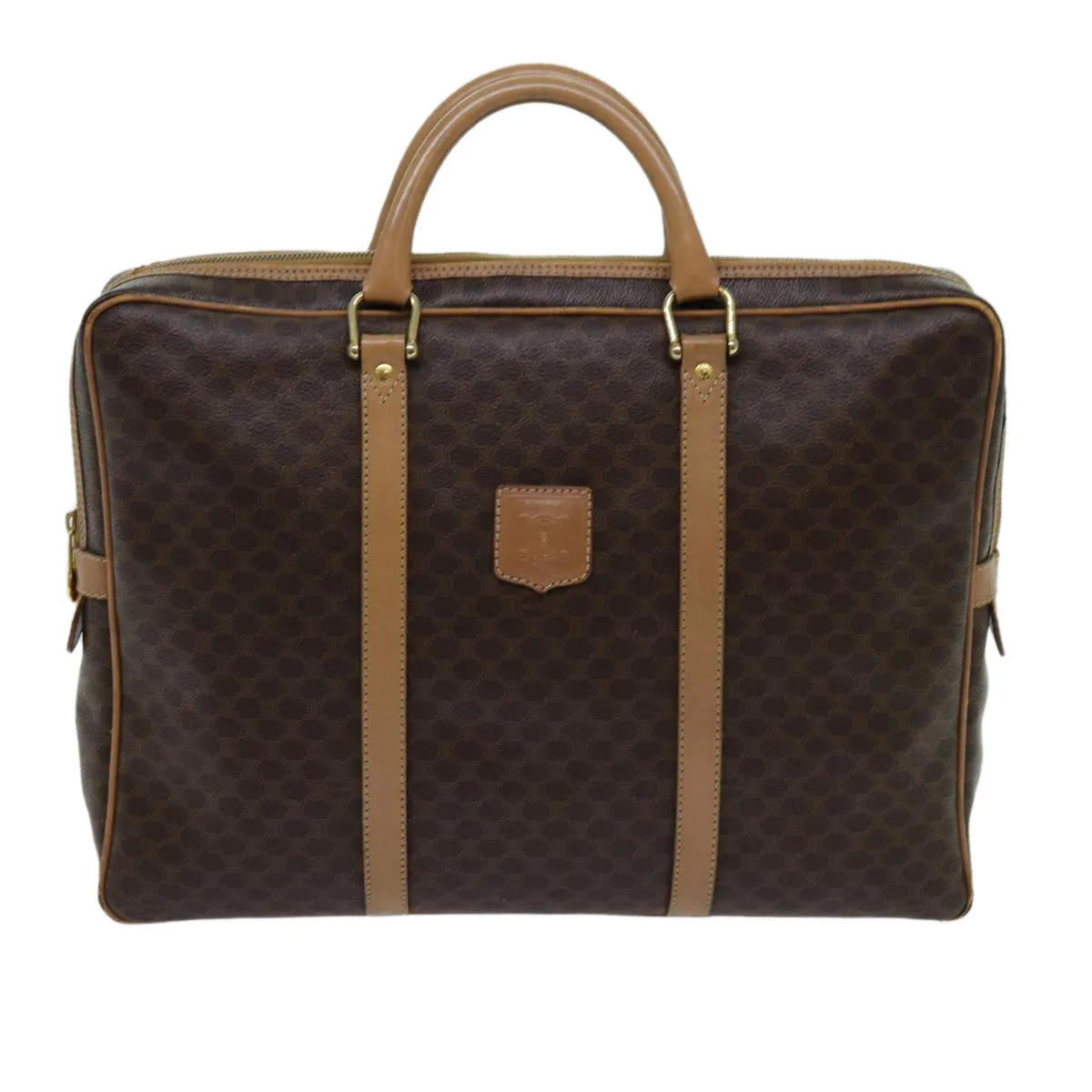 CELINE Macadam Canvas Hand Bag PVC Brown Auth yk11600