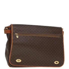 CELINE Macadam Canvas Shoulder Bag PVC Leather Brown Auth 77649
