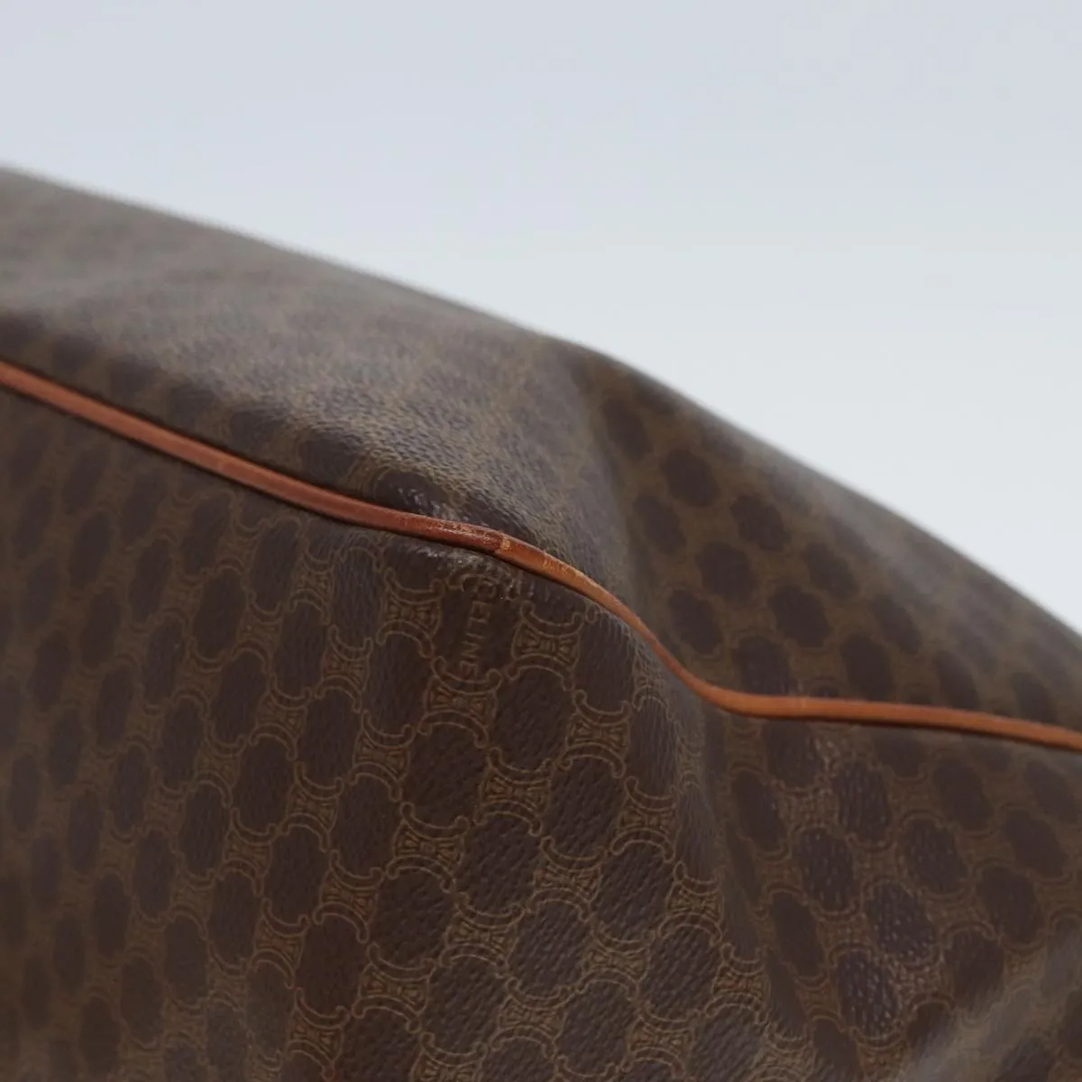 CELINE Macadam Canvas Shoulder Bag PVC Leather Brown Auth 77649