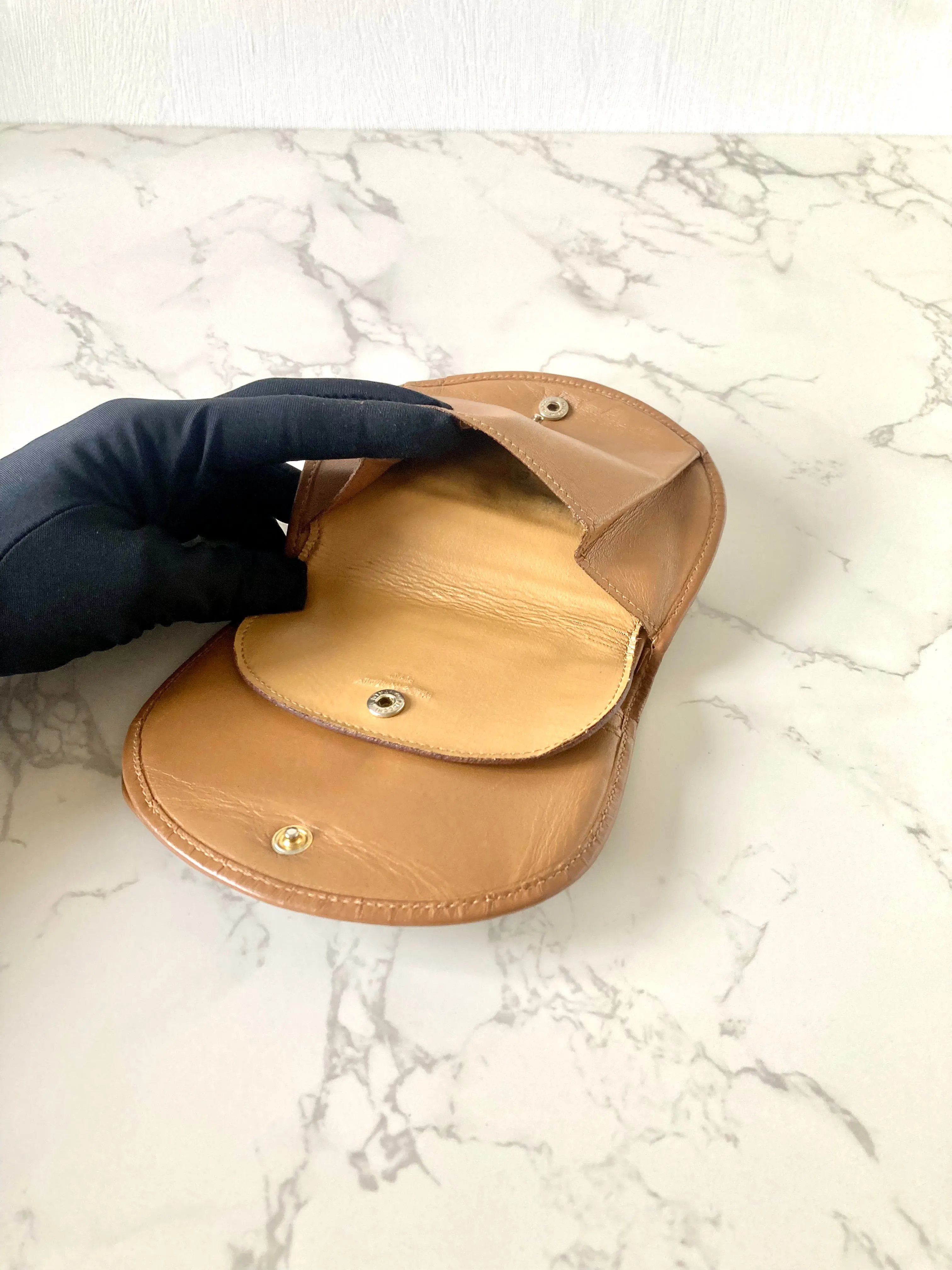 CELINE Rare Shell Shaped Brown Macadam Monogram Compact Wallet