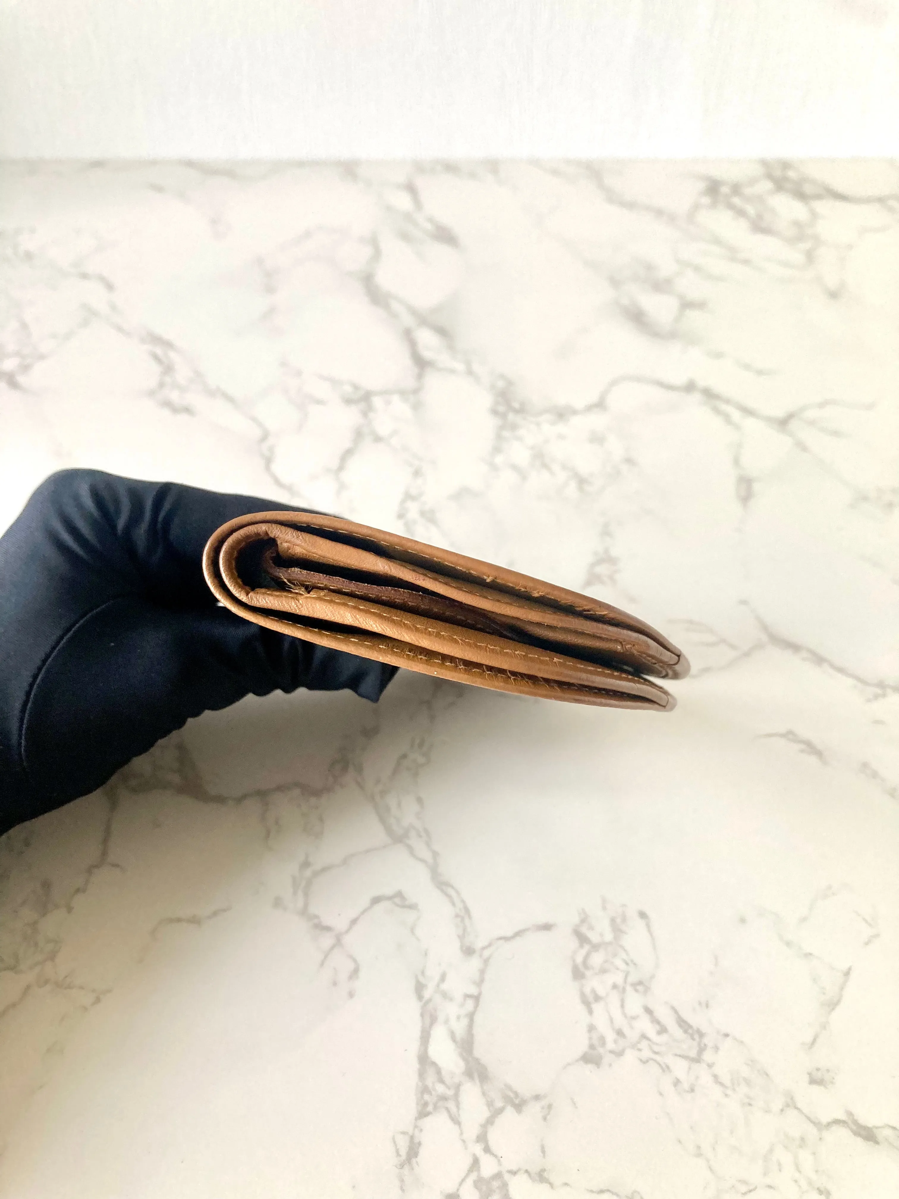 CELINE Rare Shell Shaped Brown Macadam Monogram Compact Wallet