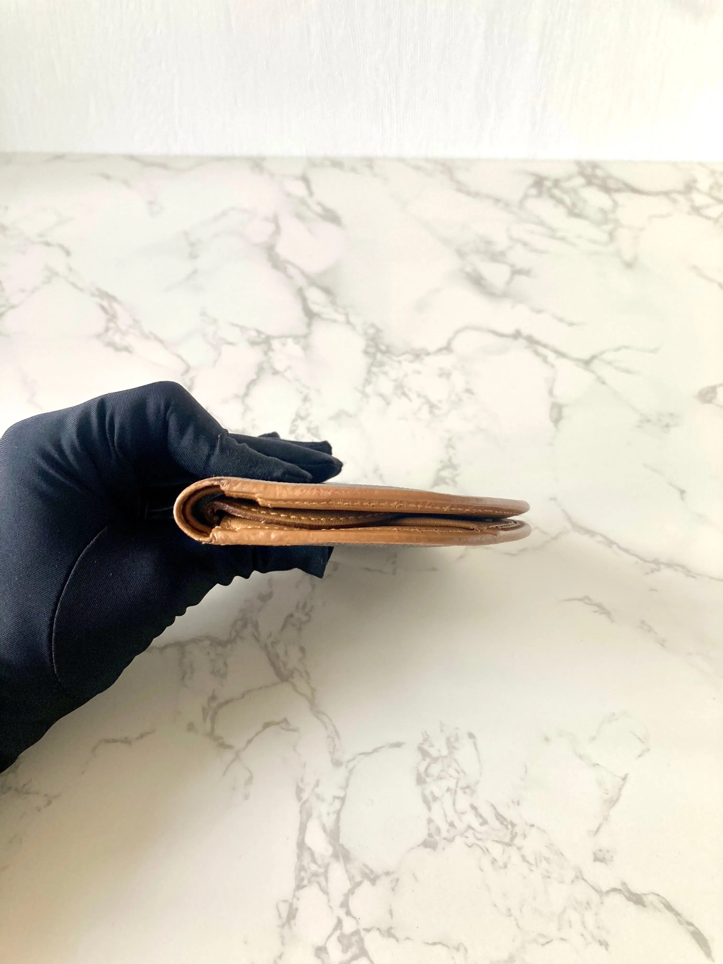 CELINE Rare Shell Shaped Brown Macadam Monogram Compact Wallet