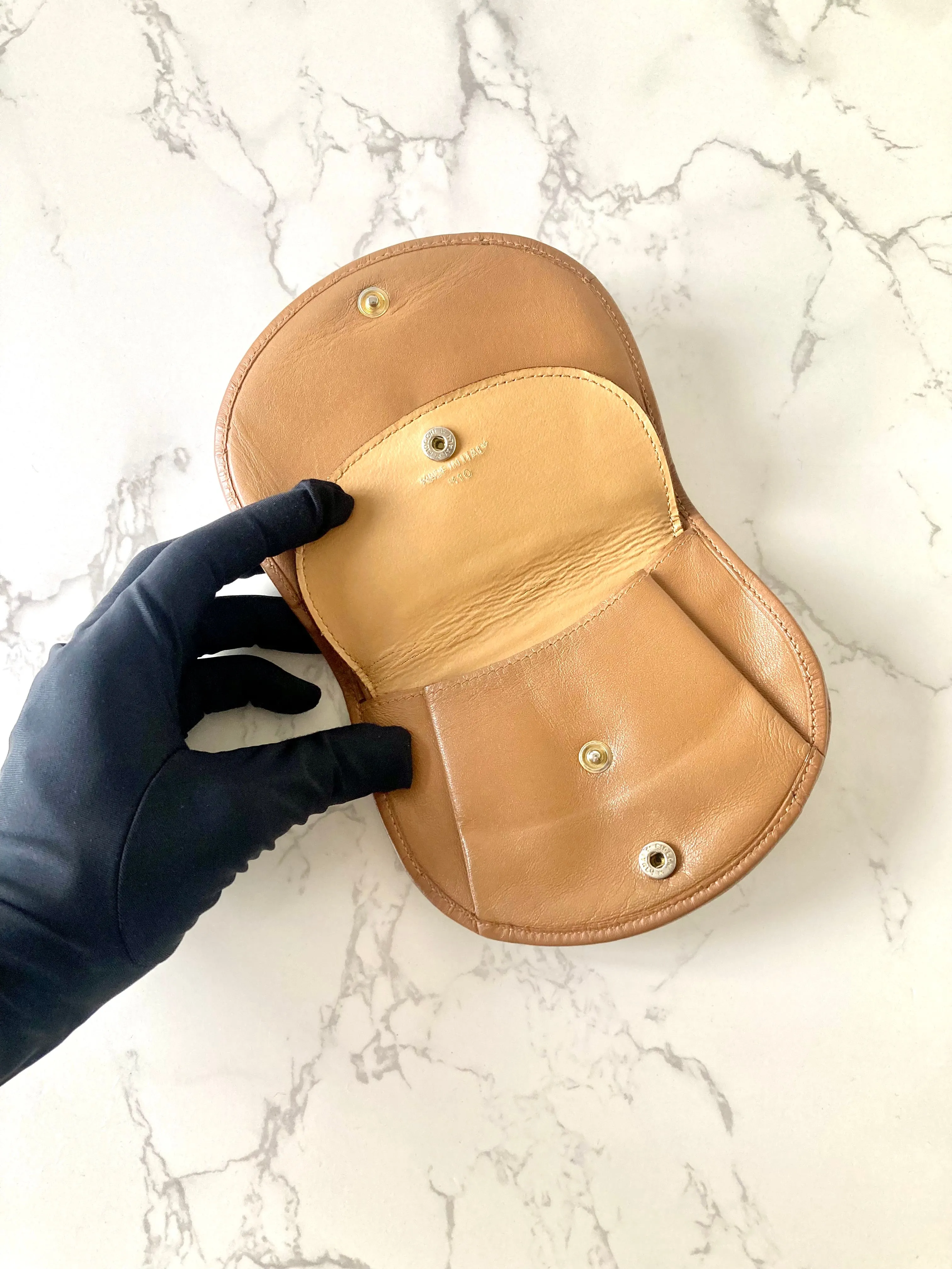 CELINE Rare Shell Shaped Brown Macadam Monogram Compact Wallet