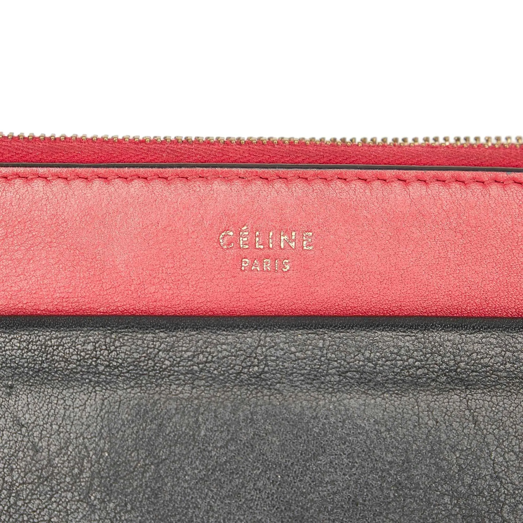 Celine Tri-Color Zip Envelope Leather Clutch