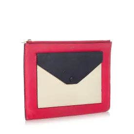 Celine Tri-Color Zip Envelope Leather Clutch