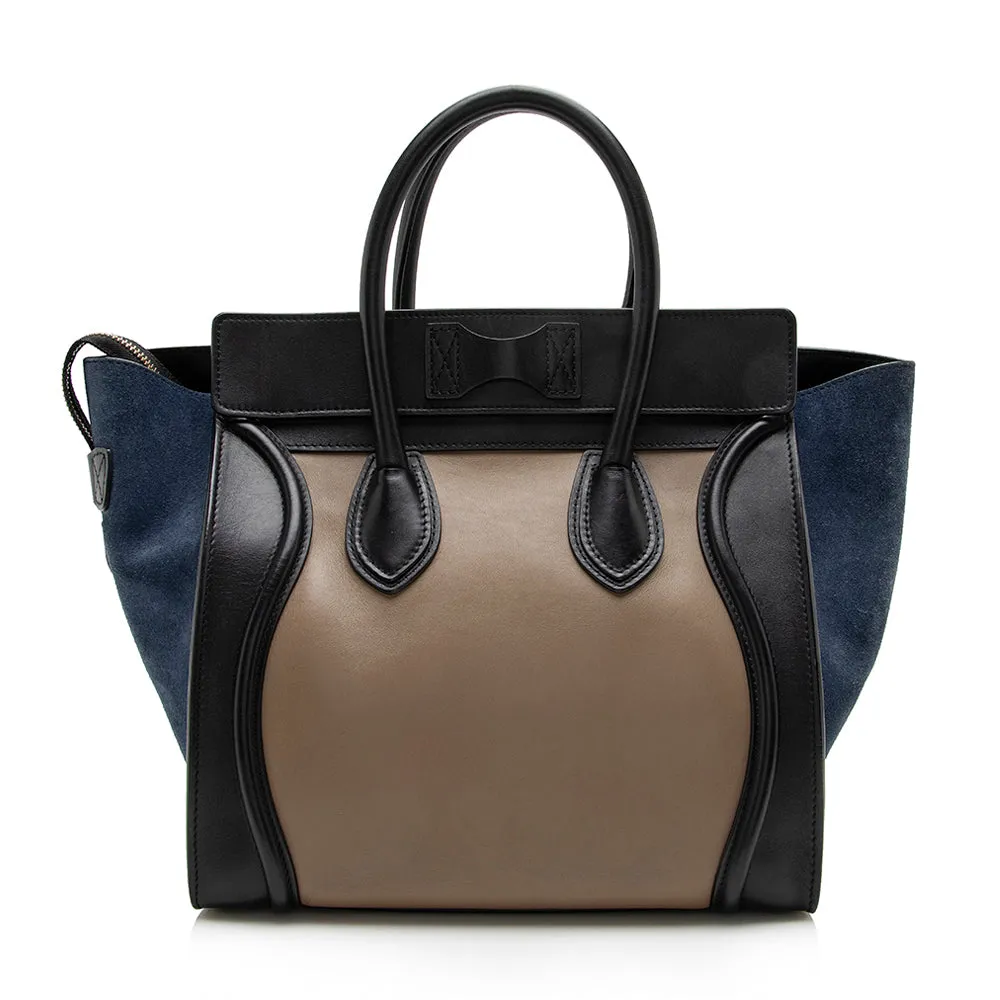 Celine Tricolor Leather Canvas Mini Luggage Tote