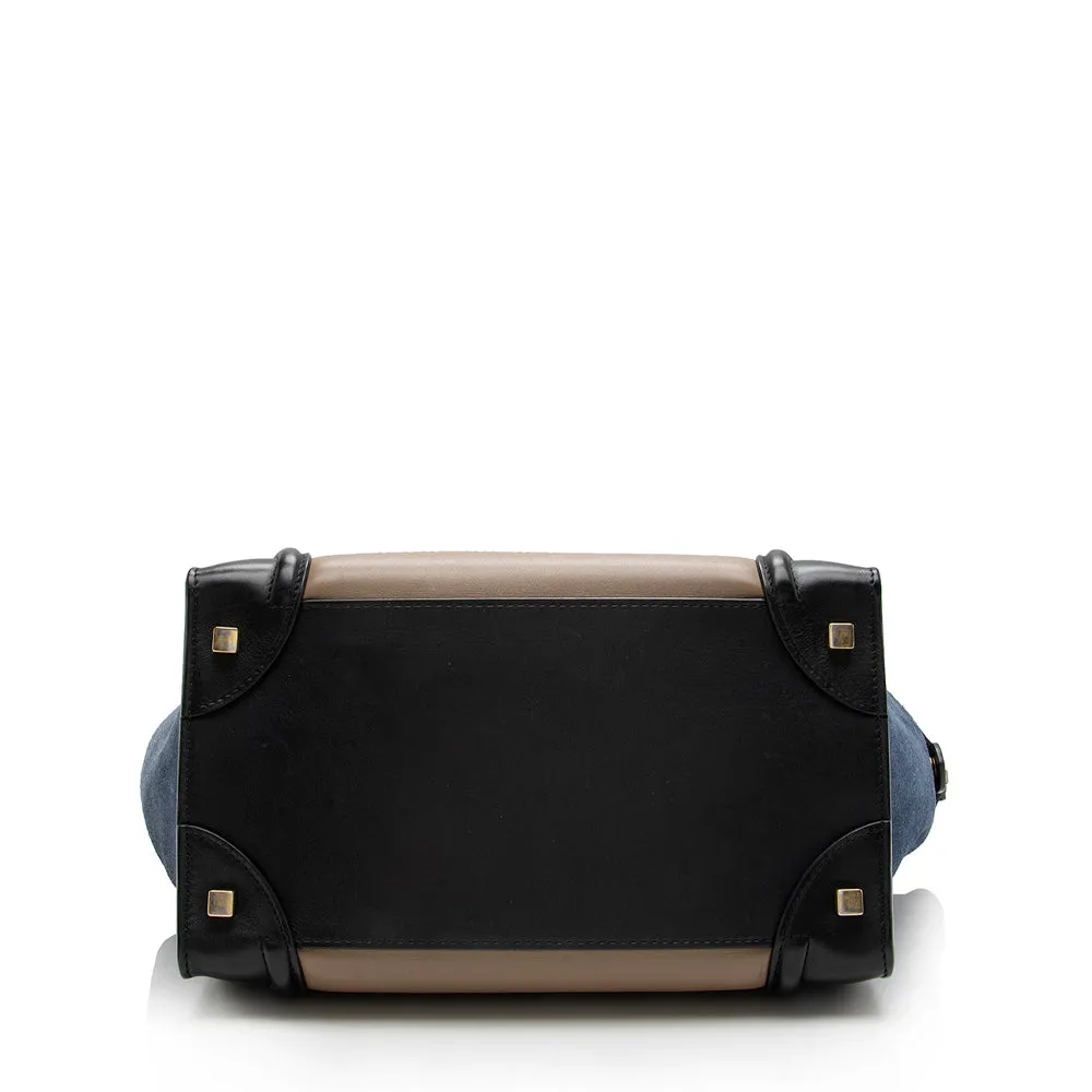 Celine Tricolor Leather Canvas Mini Luggage Tote