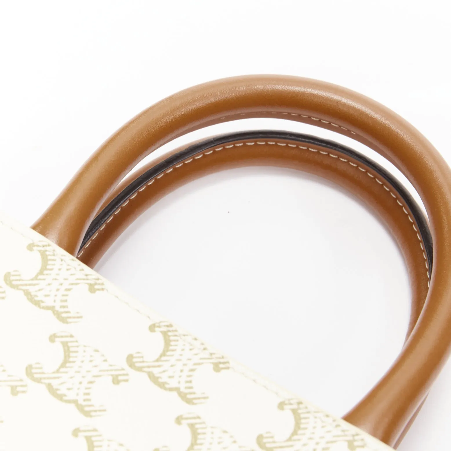 CELINE Vertical Cabas brown Tromphe logo beige monogram mini crossbody tote bag