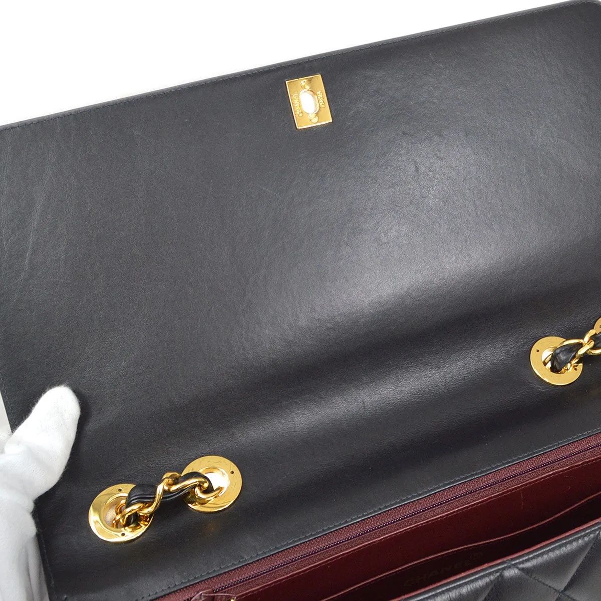 Chanel 1991-1994 CC Flap Maxi Black Lambskin 65023